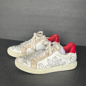 Zadig & Voltaire White and Red Studded Sneakers